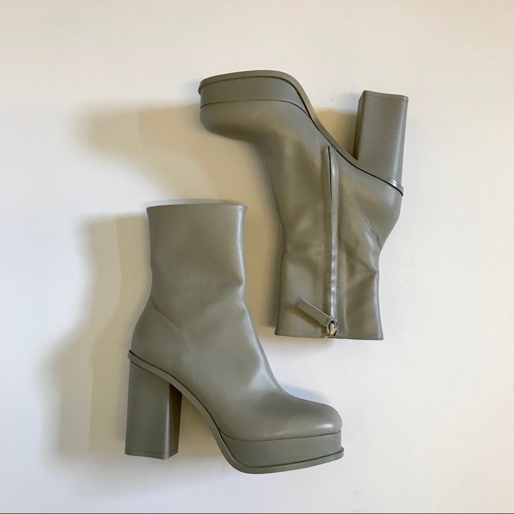 Zara Leather Platform Ankle Boots